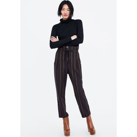 ZARA Striped Print Pants - Picture 2 of 13